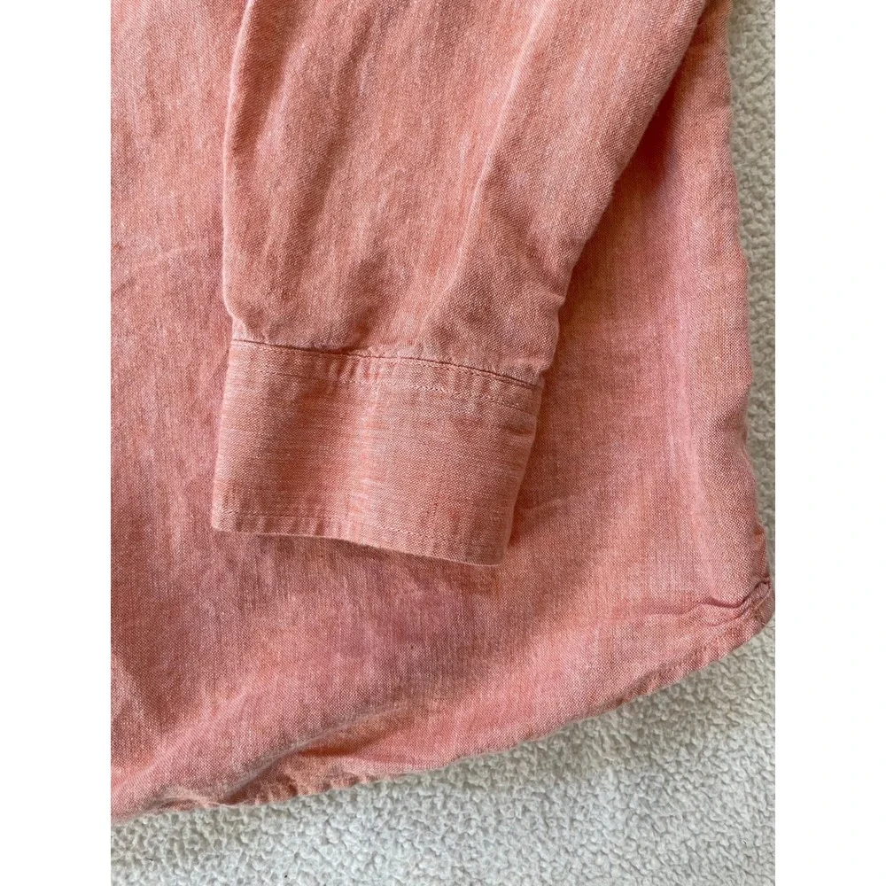 Banana Republic Mens Extra Large Button Down Shirt Coral Linen Cotton Blend